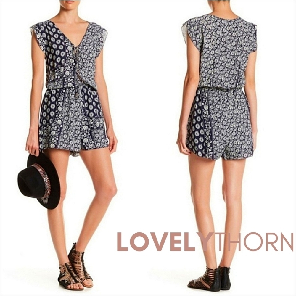 GYPSY 05 // indigo printed front tie romper